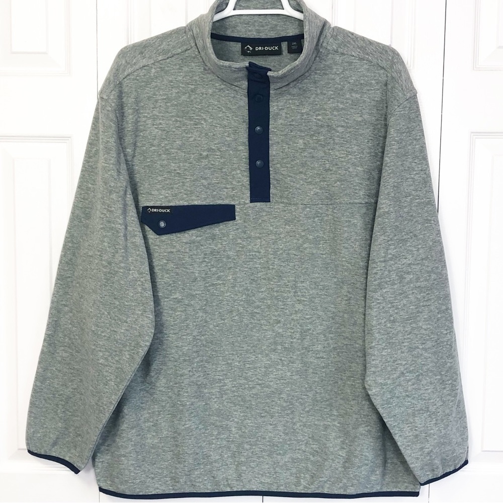 Dri-Duck Men's Gray & Navy Denali Mountain Fleece Pullover 2XL